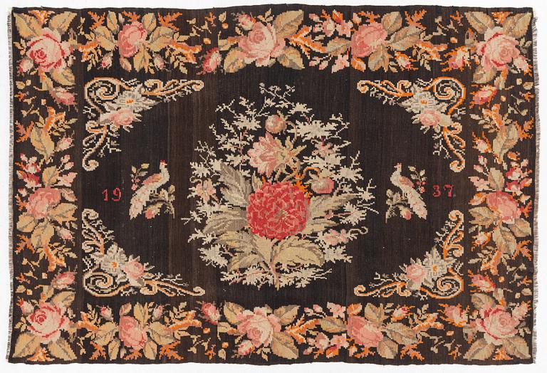 A Bessarabian Kilim rug, dated 1937, c. 263 x 179 cm.