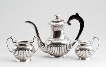 KAFFESERVIS, 3 delar, silver, svenska importstämplar. Vikt ca 820 gram.