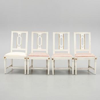 STOLAR, 2+2 stycken, gustavianska samt gustaviansk stil, 1800/1900-tal.