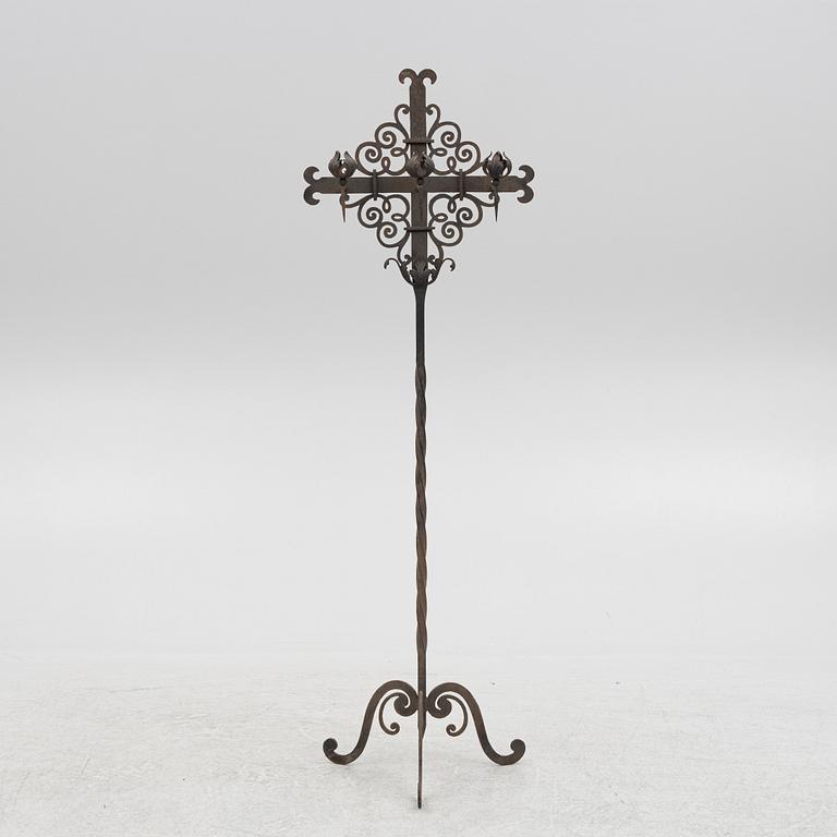 Floor candlestick, wrought iron, circa 1900.