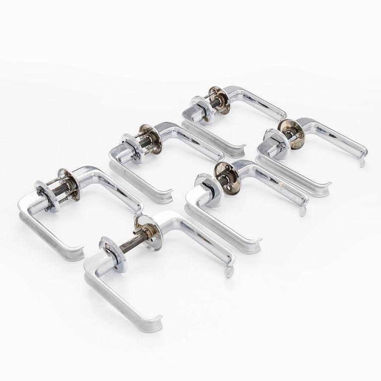 A set of six 1960s-1970s door handles.
