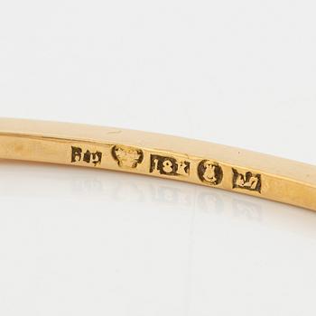 Bracelet in 18K gold with a half-pearl and rose-cut diamonds.