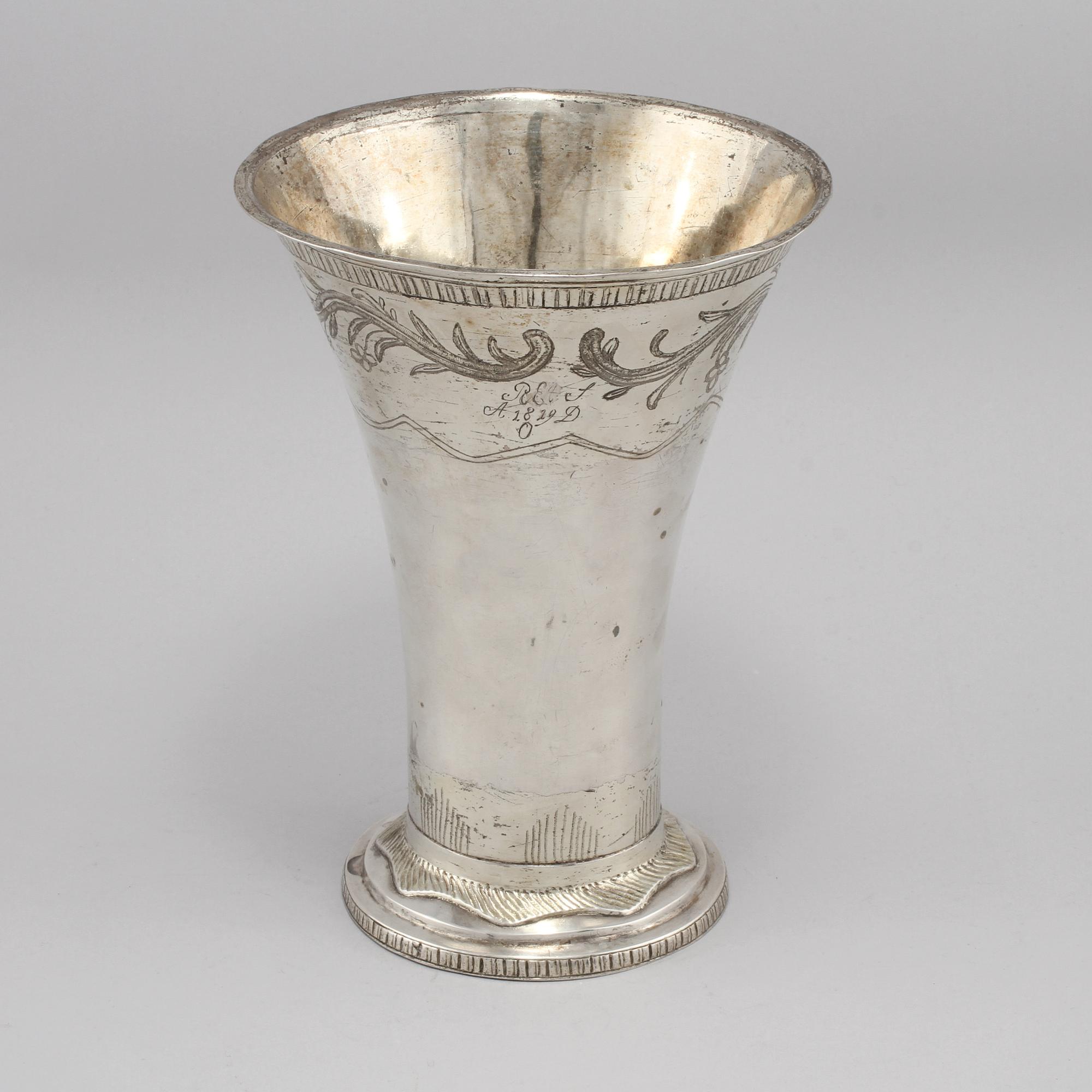 BÄGARE, silver, Anders Risén (1799-1825), Göteborg. Vikt 510 g.