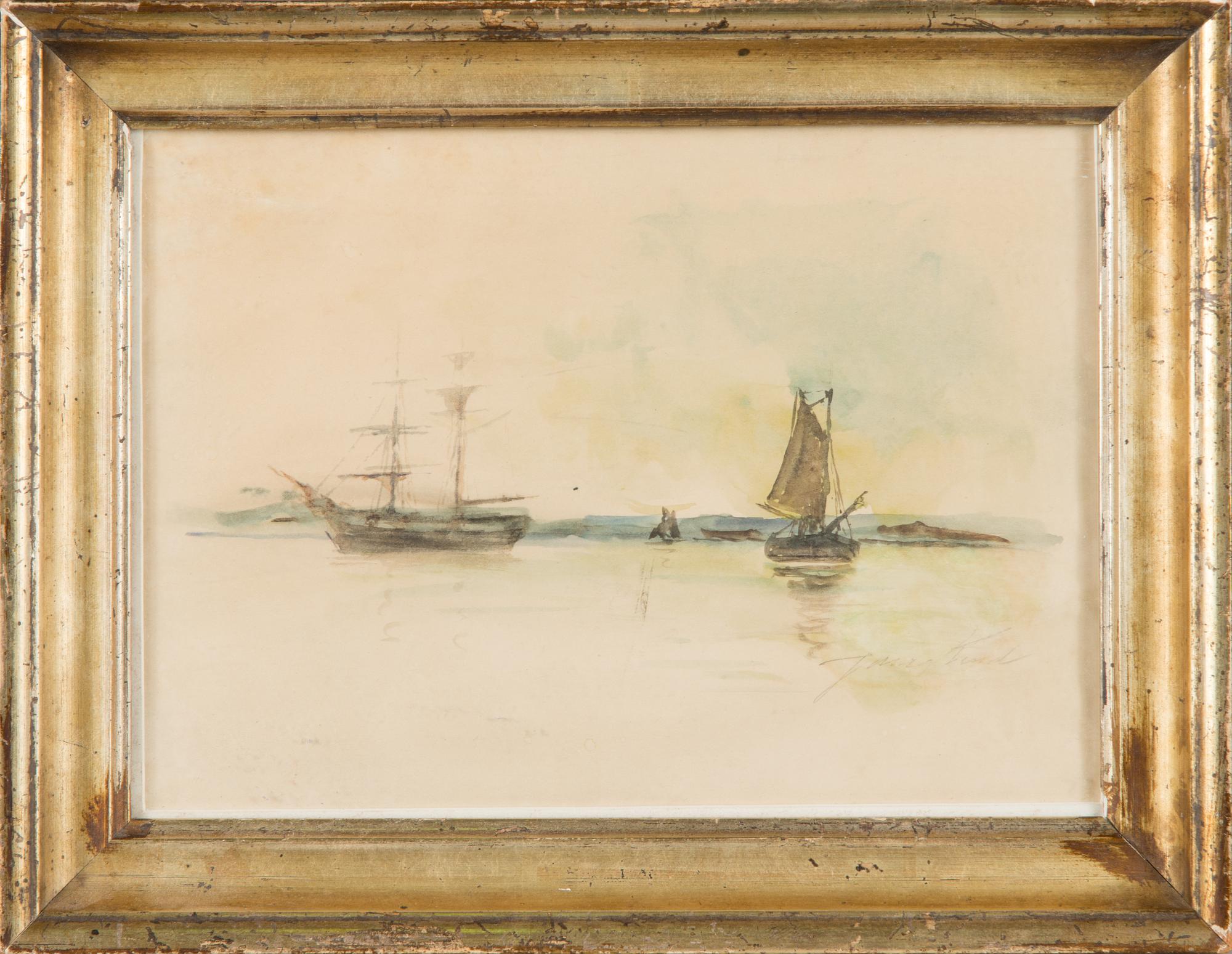Jean-Barthold Jongkind, Sailing ships by the coast.