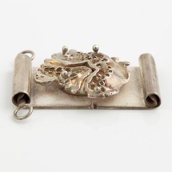 Lars Arby, four pendants with a chain and a neck ring, silver, Gothenburg 1965, 1969, 1976 and 1982.