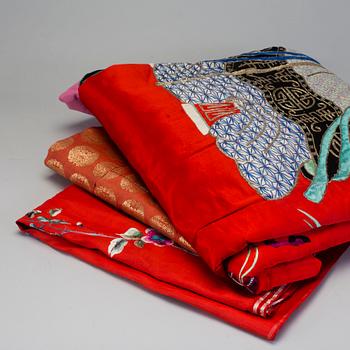 three peises of chinese silk embroiderys/rolls, oround the mid of the 20th century.