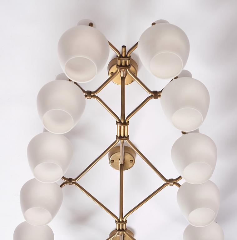 Hans Bergström, a rare and monumental ceiling lamp, ateljé Lyktan, Sweden, 1940-50s.