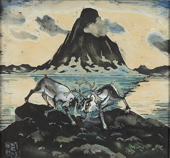 Ossian Elgström, watercolour, signed and dated 1945.