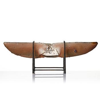 Bertil Vallien, a unique sand cast glass sculpture of a boat, Kosta Boda, Sweden, 1980s.