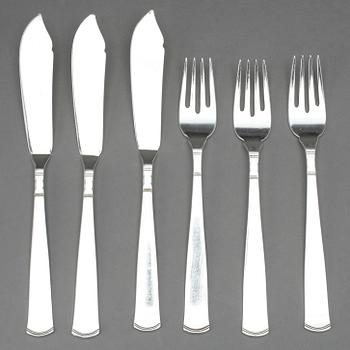 FISKBESTICK, silver, 24 stycken, modell "Rosenholm", Sverige, 1970-1974. Tot vikt: 1049 gram.