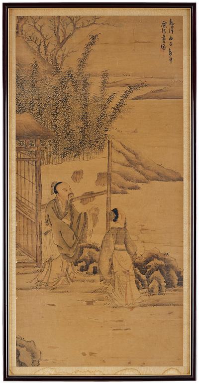 UNIDENTIFIED ARTIST, ink and colour on paper, Qing dynasty, after Shanguan Zhou, dated 1756.