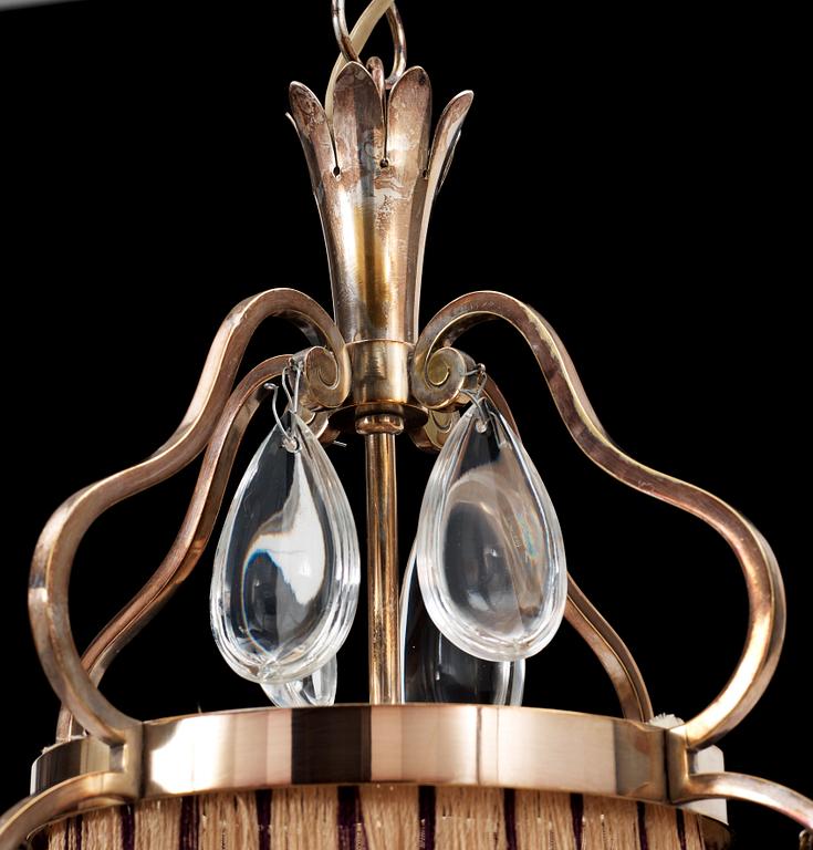 An Elis Bergh silver plated hanging lamp, C.G. Hallberg, Stockholm 1920's.