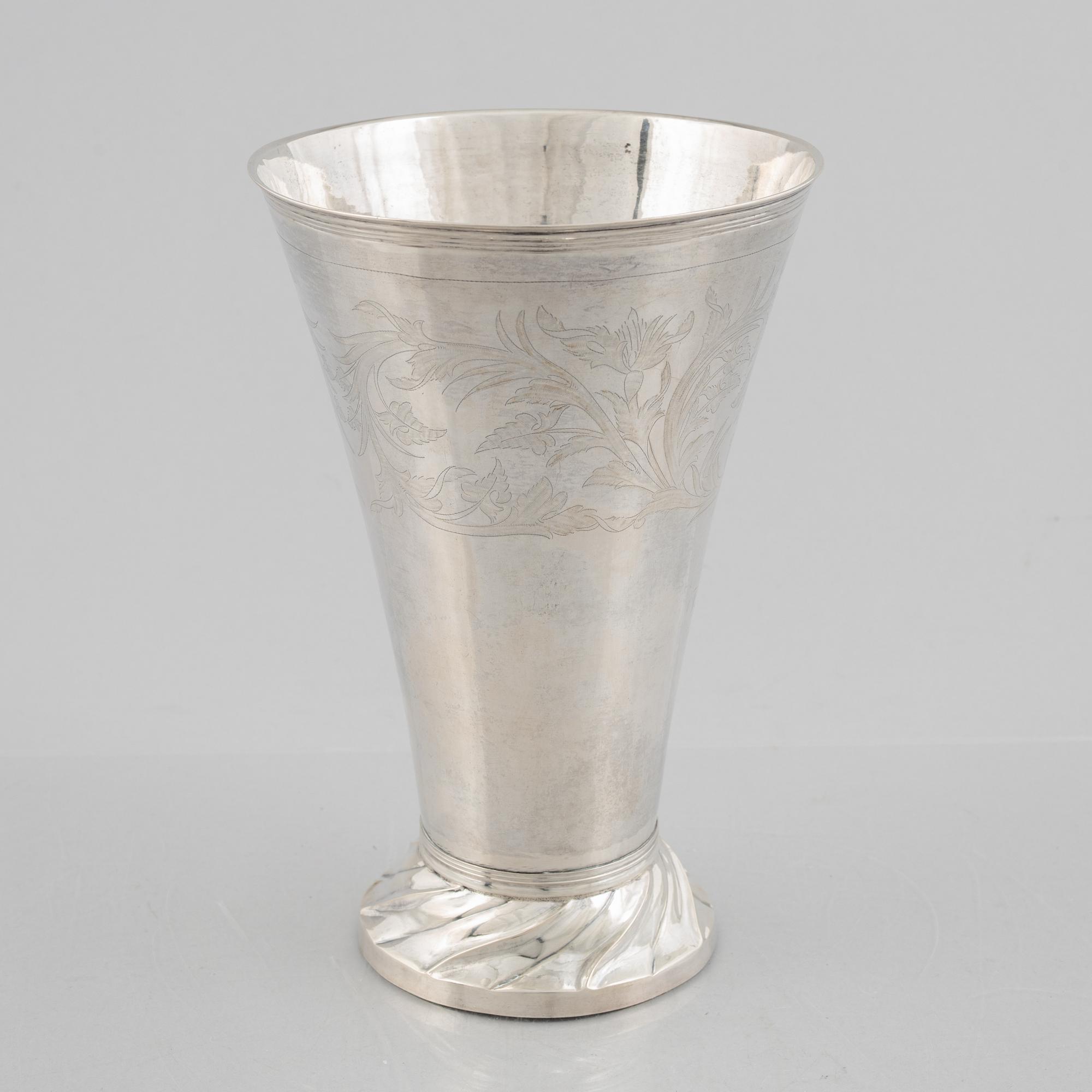 A silver beaker by Lars Löfgren, Hudiksvall (1797-1853).