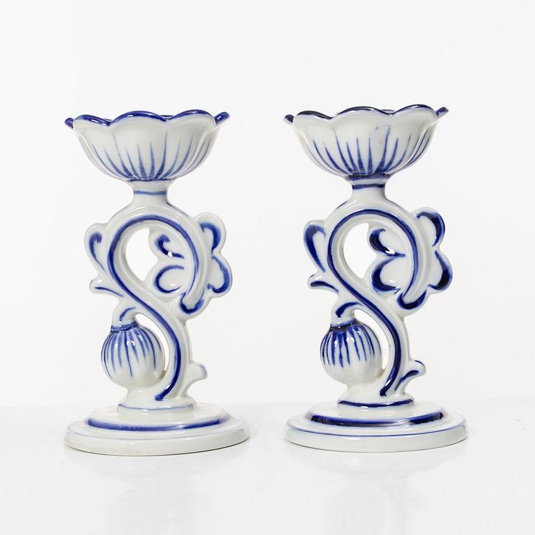 Arthur Percy, a pair of candlesticks, Gefle Upsala Ekeby.