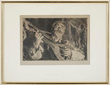 Anders Zorn · ANDERS ZORN, etsning, "Vicke", sign. 1918.