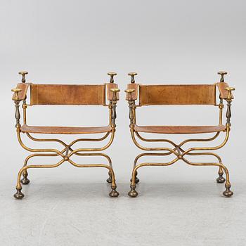 Armchairs, a pair, antiquarian style, Italy.