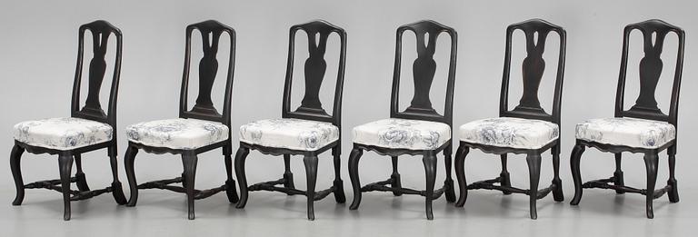 STOLAR, 6 st, senbarockstil, 1900-talets andra hälft.
