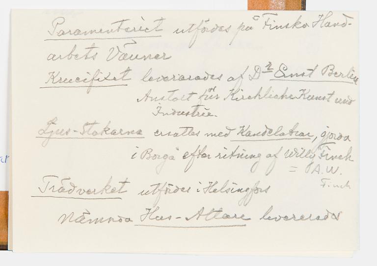 Eliel Saarinen, Skiss till Husaltare.