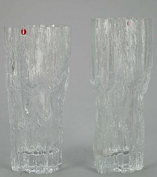 VASER, 2 st, glas, "Avena" Iittala, sign Tapio Wirkkala 3429. 1900-talets senare hälft.