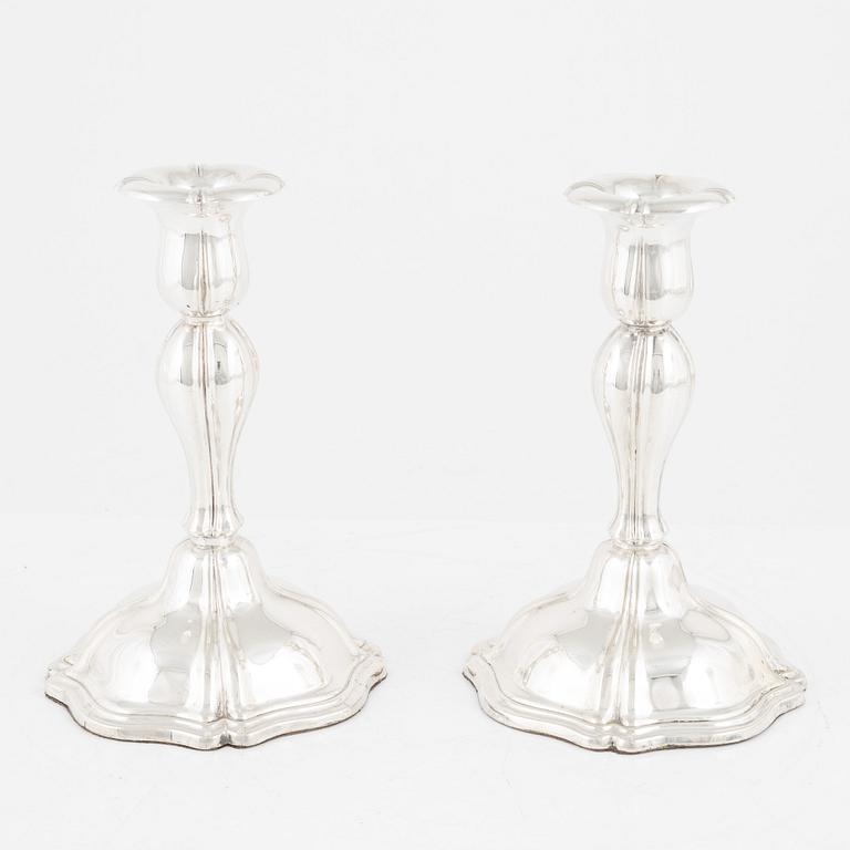 A pair of silver candle sticks, Lohne, Bergen, Norway.