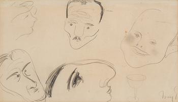 A drawing, pencil on paper by ISAAC GRÜNEWALD, signed.