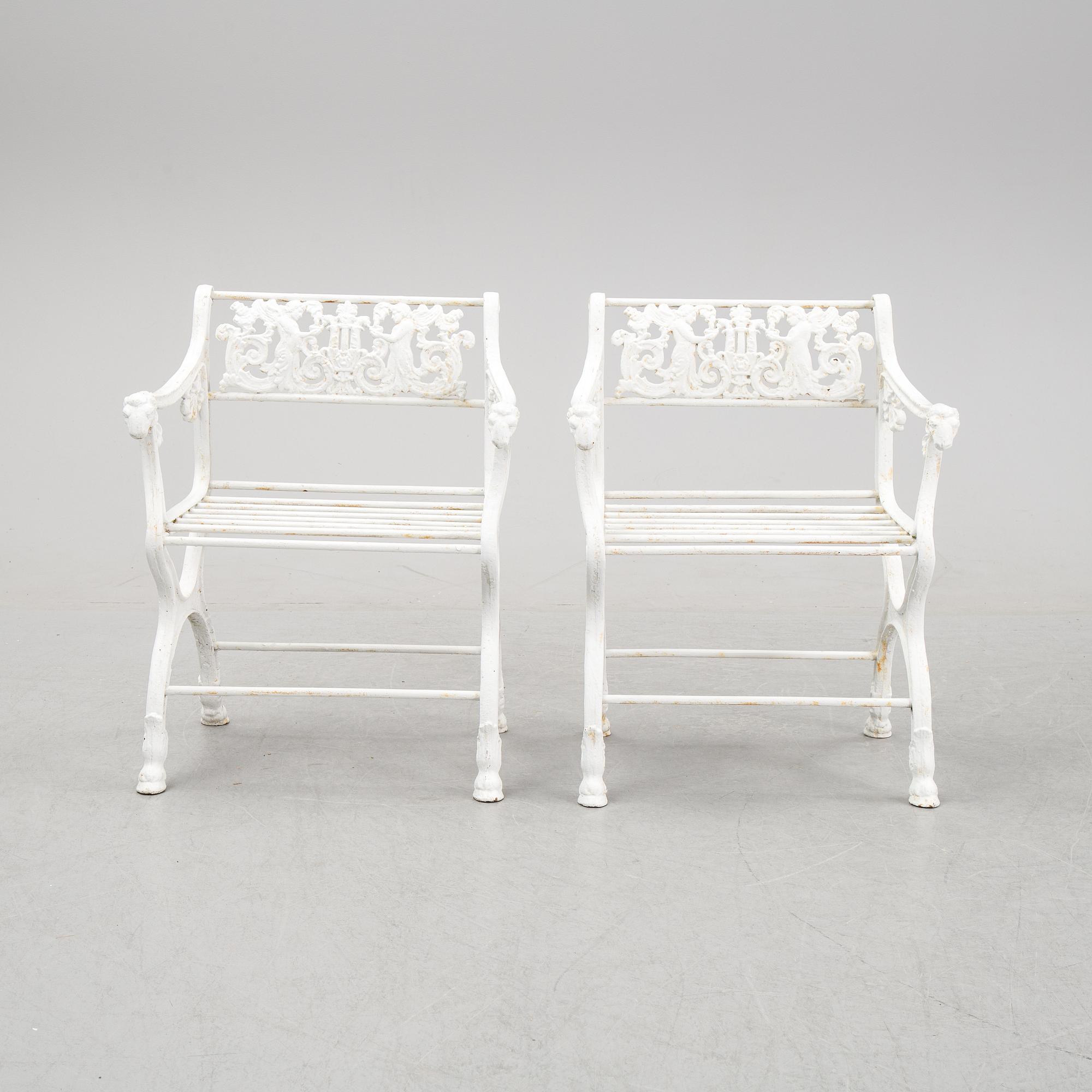 Parkstolar, gjutjärn, efter Karl Friedrich Schinkel, 1900-tal.