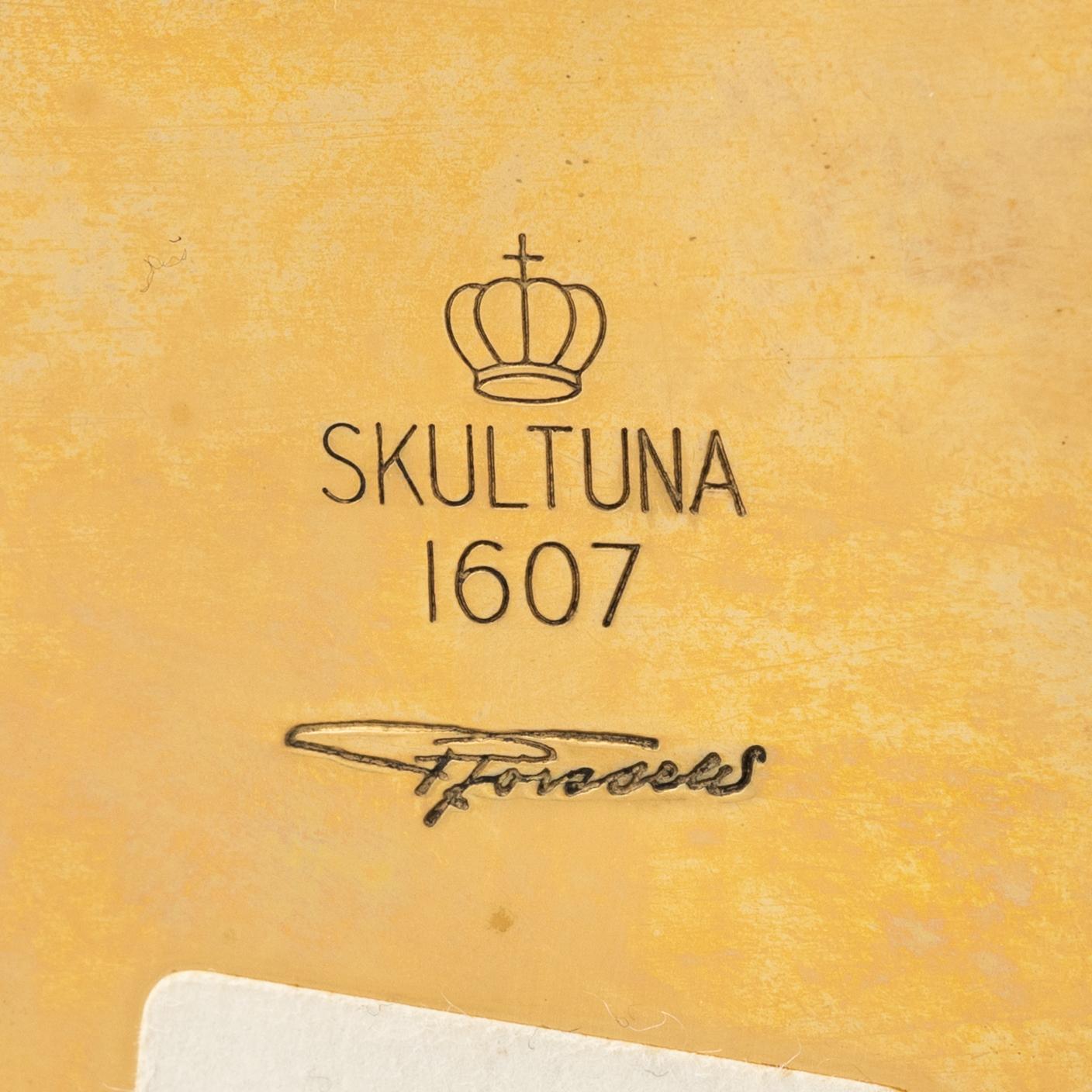 Pierre Forssell, eight gilded cups and a bottle, in a box, Skultuna, Sweden.