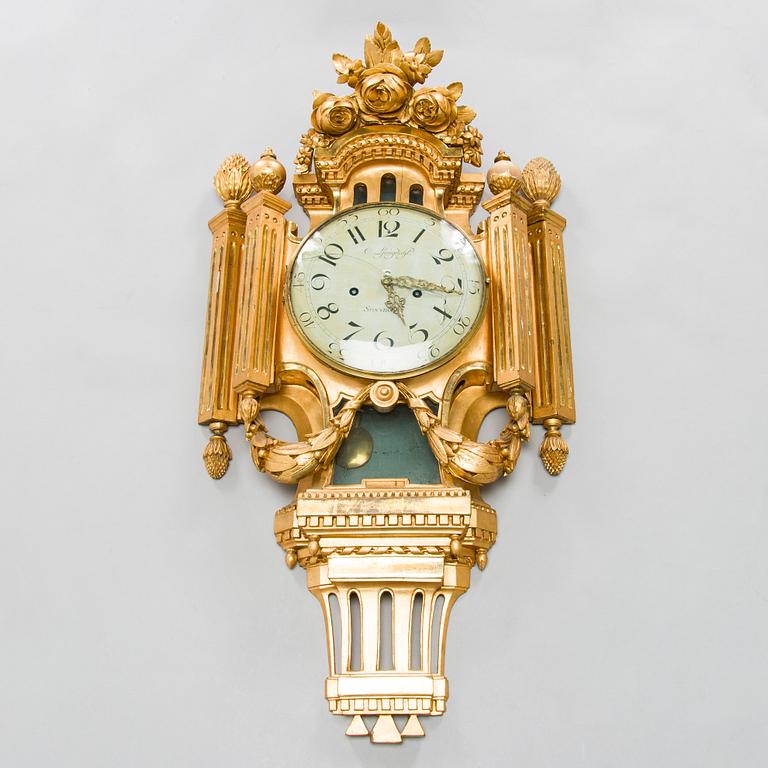 Väggpendyl, signerad Olof Ljungdahl (verksam i Stockholm 1775-1780). Gustaviansk.