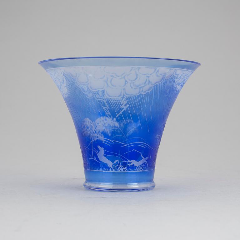 EDWARD HALD, "Åskväder", Orrefors 1970. Skål, glas.