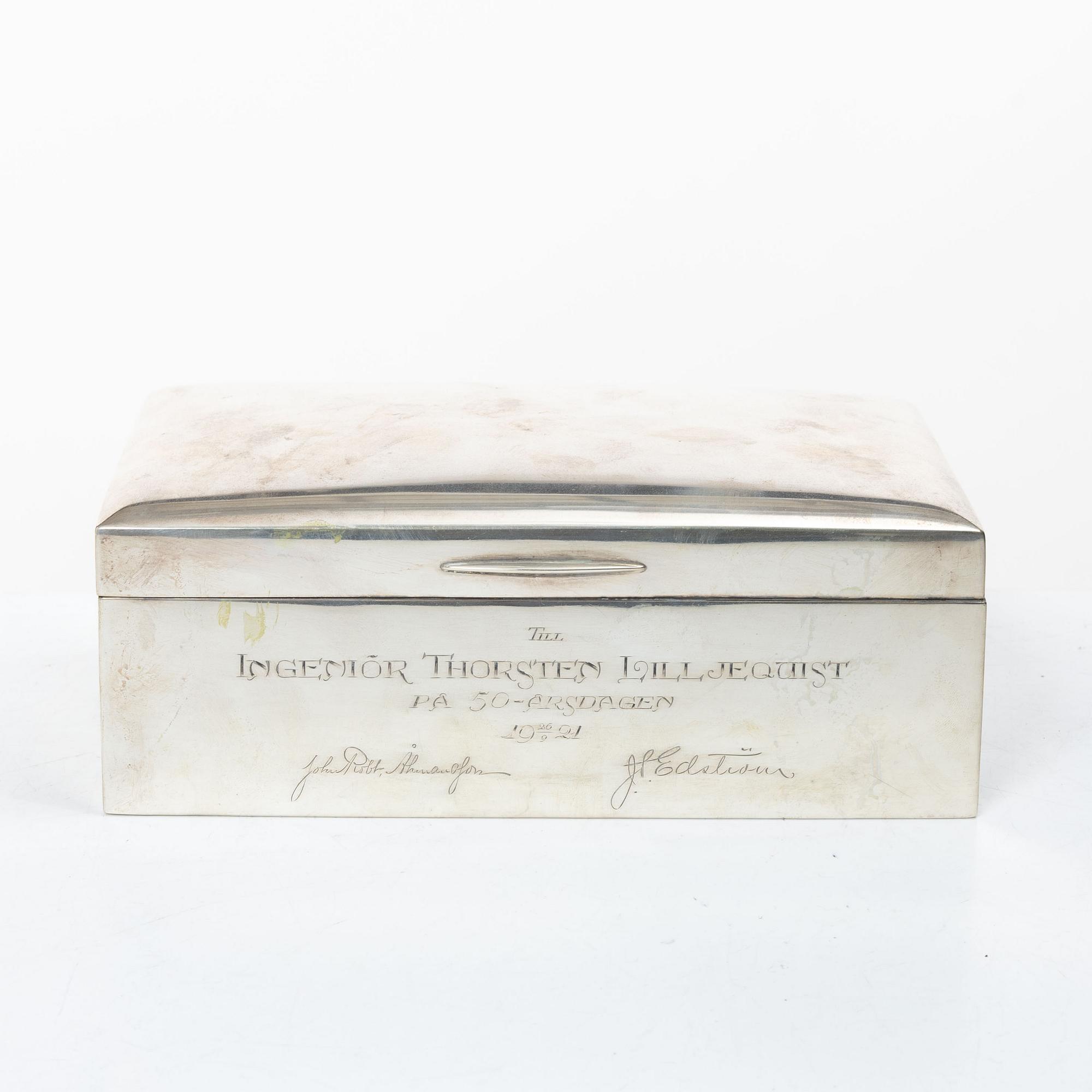 Karl Anderson, Cigar box, silver, Stockholm 1920.