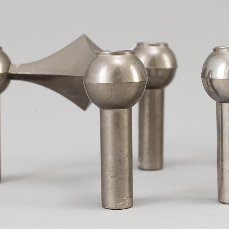 CEASAR STOFFI & FRITZ NAGEL, 13 metal candlesticks from BMF, Germany, second half of the 20th Century.