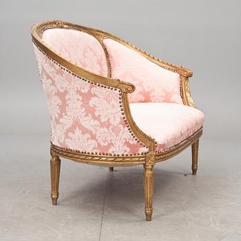 SOFFA och KARMSTOLAR, ett par, Louis XVI-stil, 1900-talets första hälft.