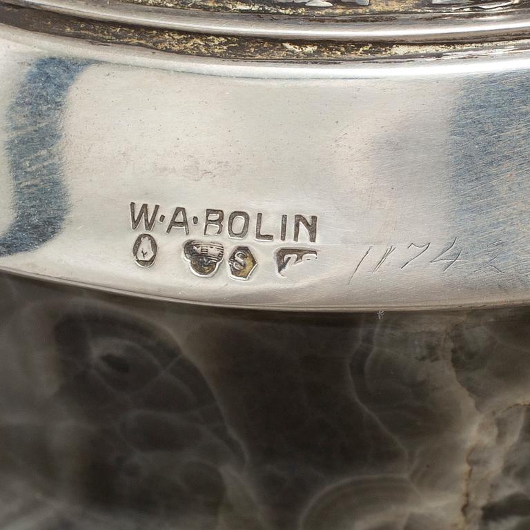 W.A. BOLIN, a silver and agate vase from Stockholm, 1950?.