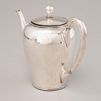 A sterling silver beaded teapot by Wilhelm Binder, Schwäbisch Gmünd, Germany.