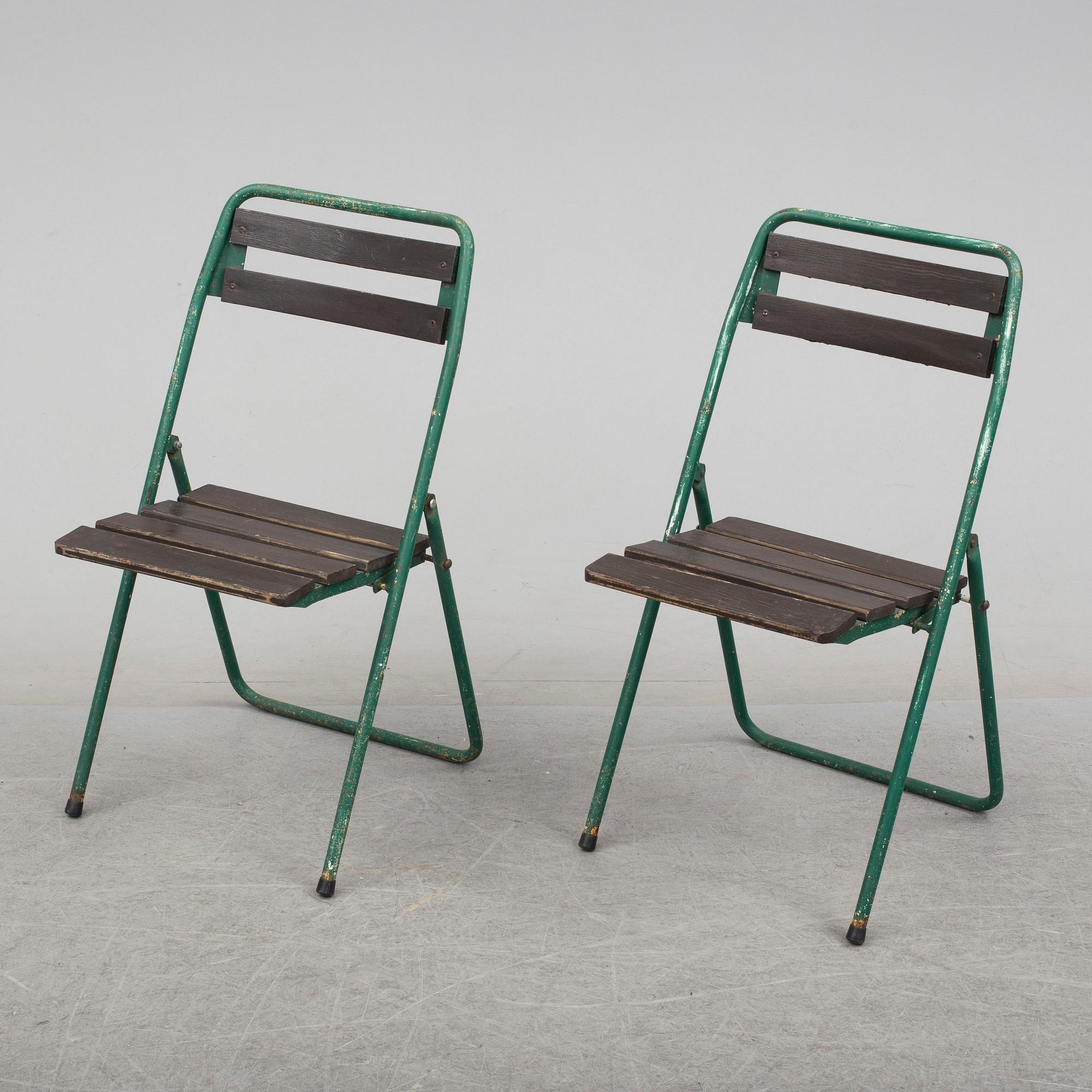 TRÄDGÅRDSSTOLAR/FÄLLSTOLAR, ett par, "B12", Grythyttan, 1960-tal.