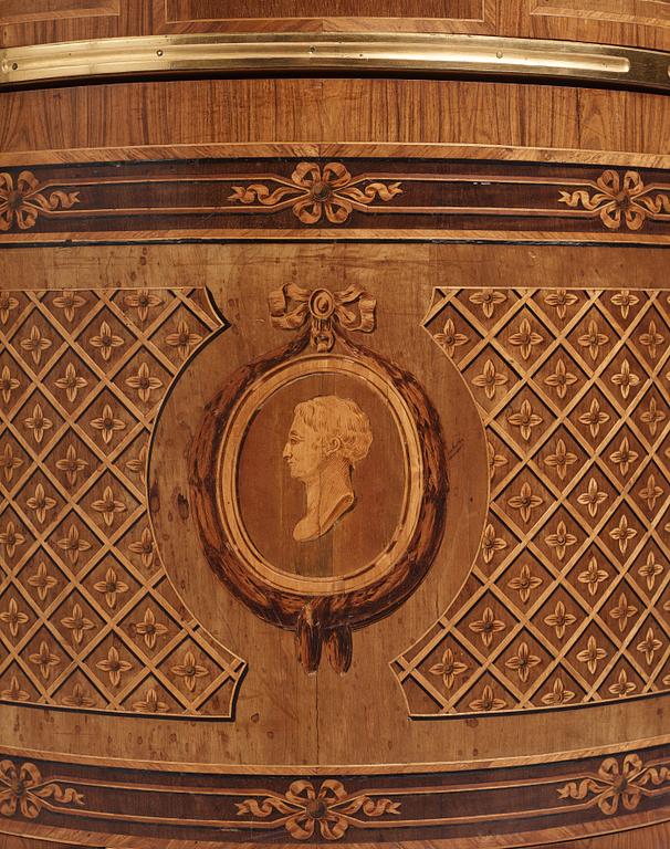 The "De Geer cabinets" a pair of demi-lune cabinets by Georg Haupt (master in Stockholm 1770-1784), Gustavian.