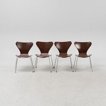 Arne Jacobsen, stolar, 4 st, "Sjuan", Fritz Hansen, Danmark, 1983.