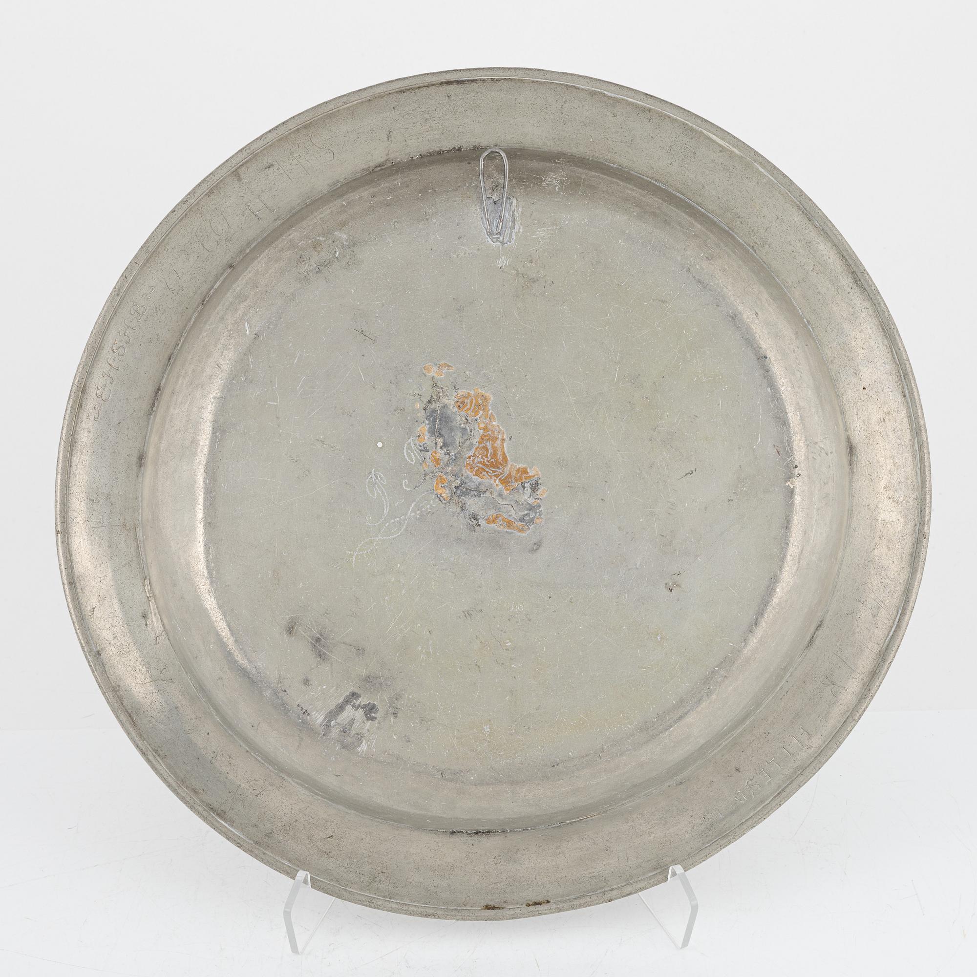A group of eight Swedish pewter dishes, 18th-20th Century, including Mathias Norling, Jönköping, 1863.