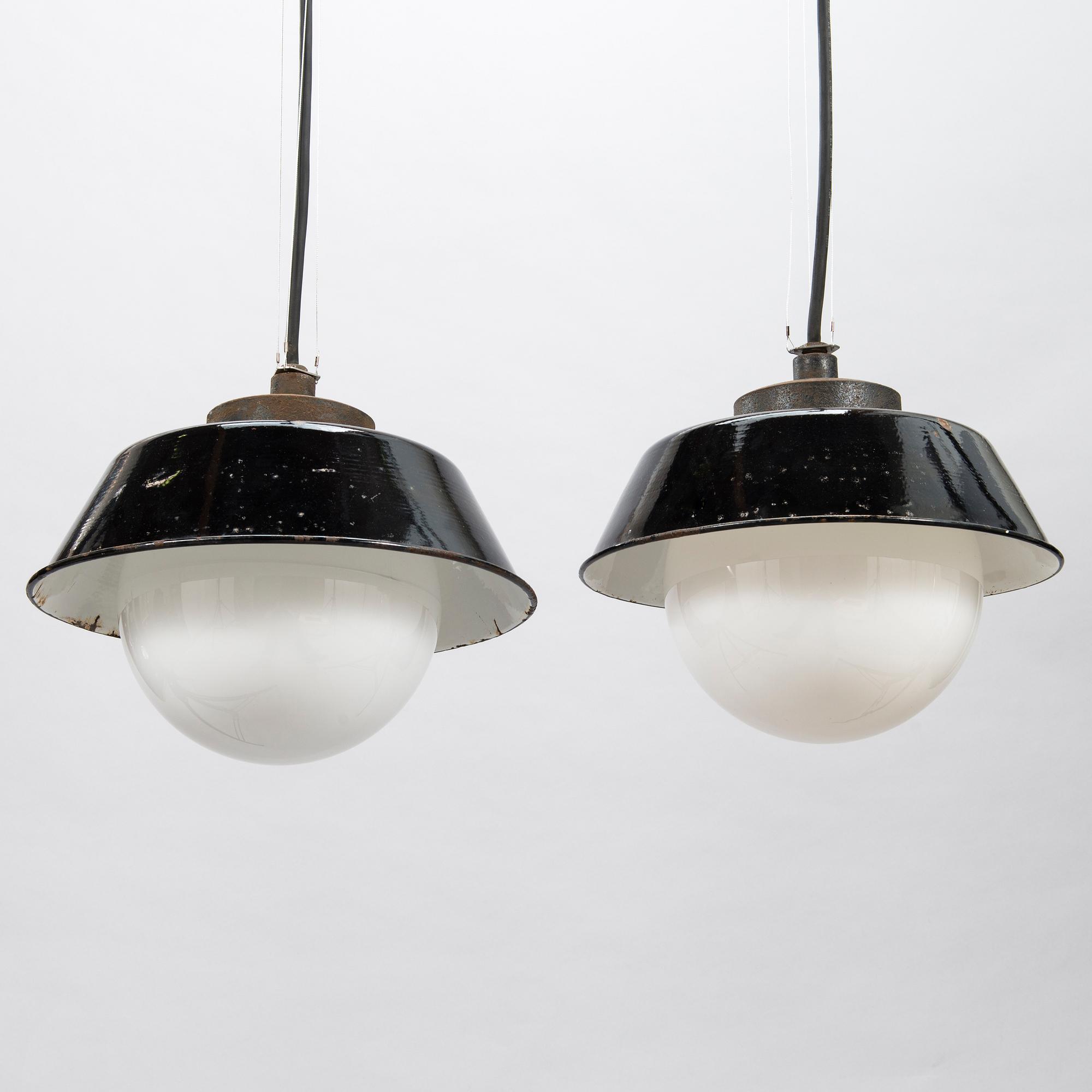 PAAVO TYNELL, Two 1930's '2521-53' industrial light for Taito Finland.