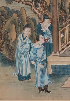 Rullmålning, okänd konstnär, akvarell och tusch på papper, Qing dynasty, 19th Century.