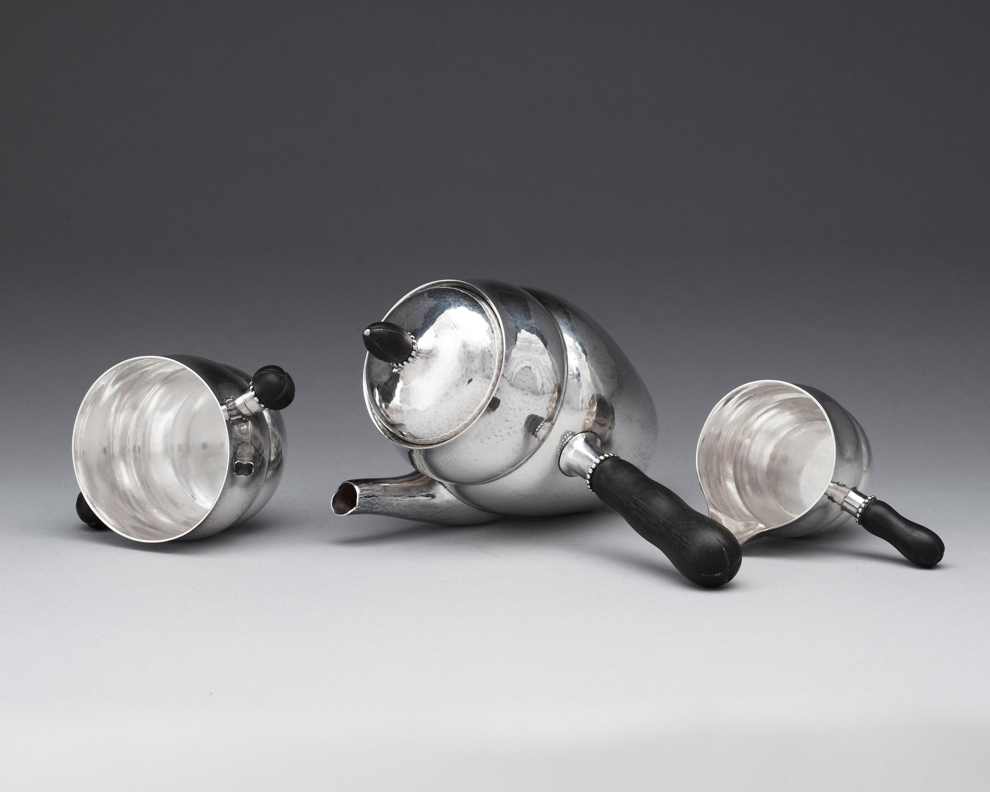 A Georg Jensen 3 pcs sterling coffee service, Copenhagen 1925-32.
