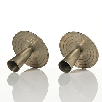 Ystad-Metall, a pair of candlesticks and a tray, 1938-42.