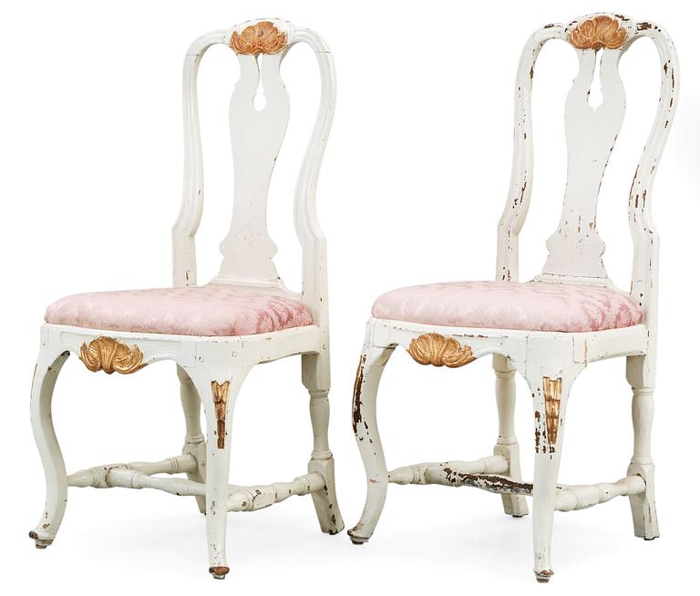 A pair of Swedish Rococo 18th Century chairs.