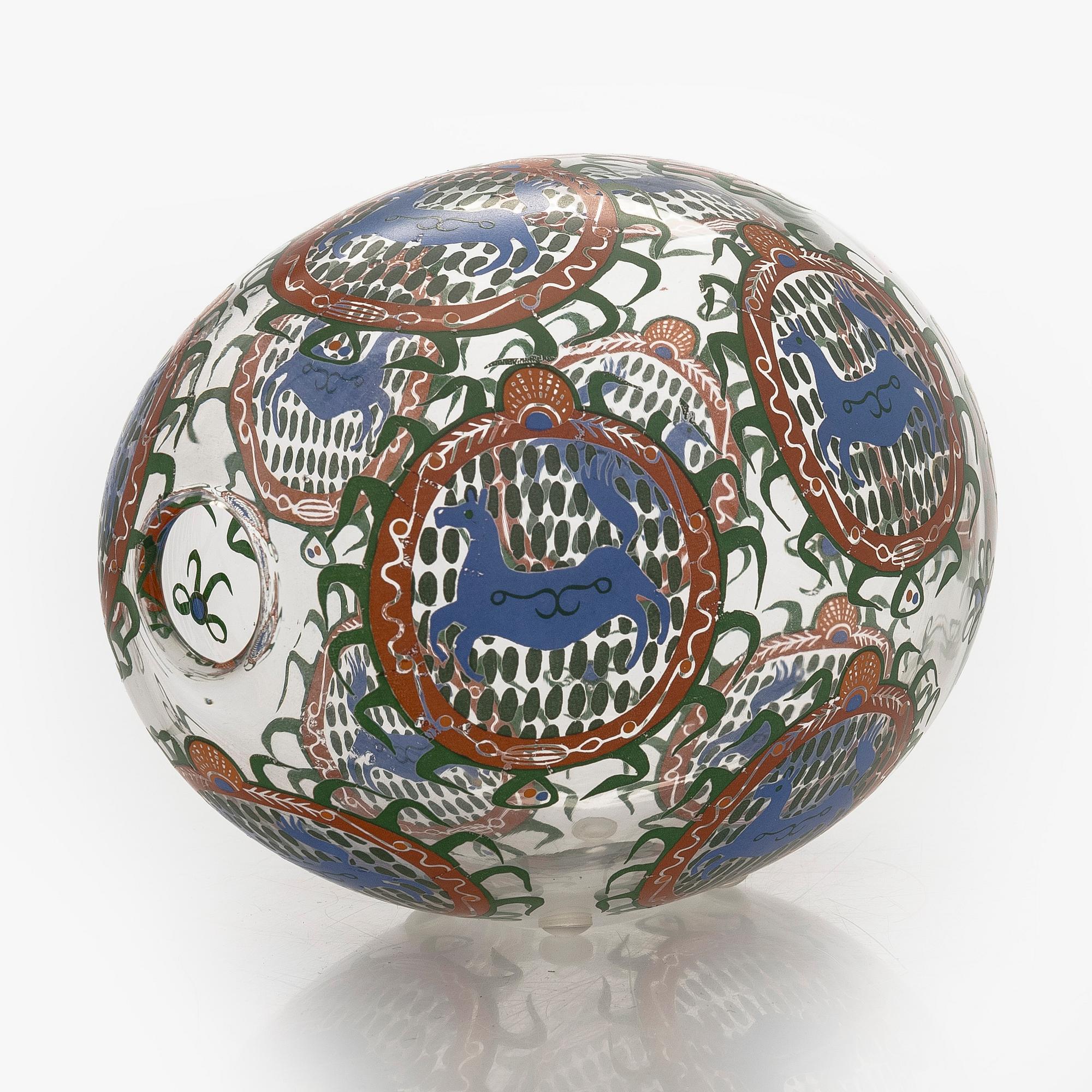 Oiva Toikka, skulptur /dekorationsägg,  signerad Oiva Toikka Nuutajärvi Notsjö.