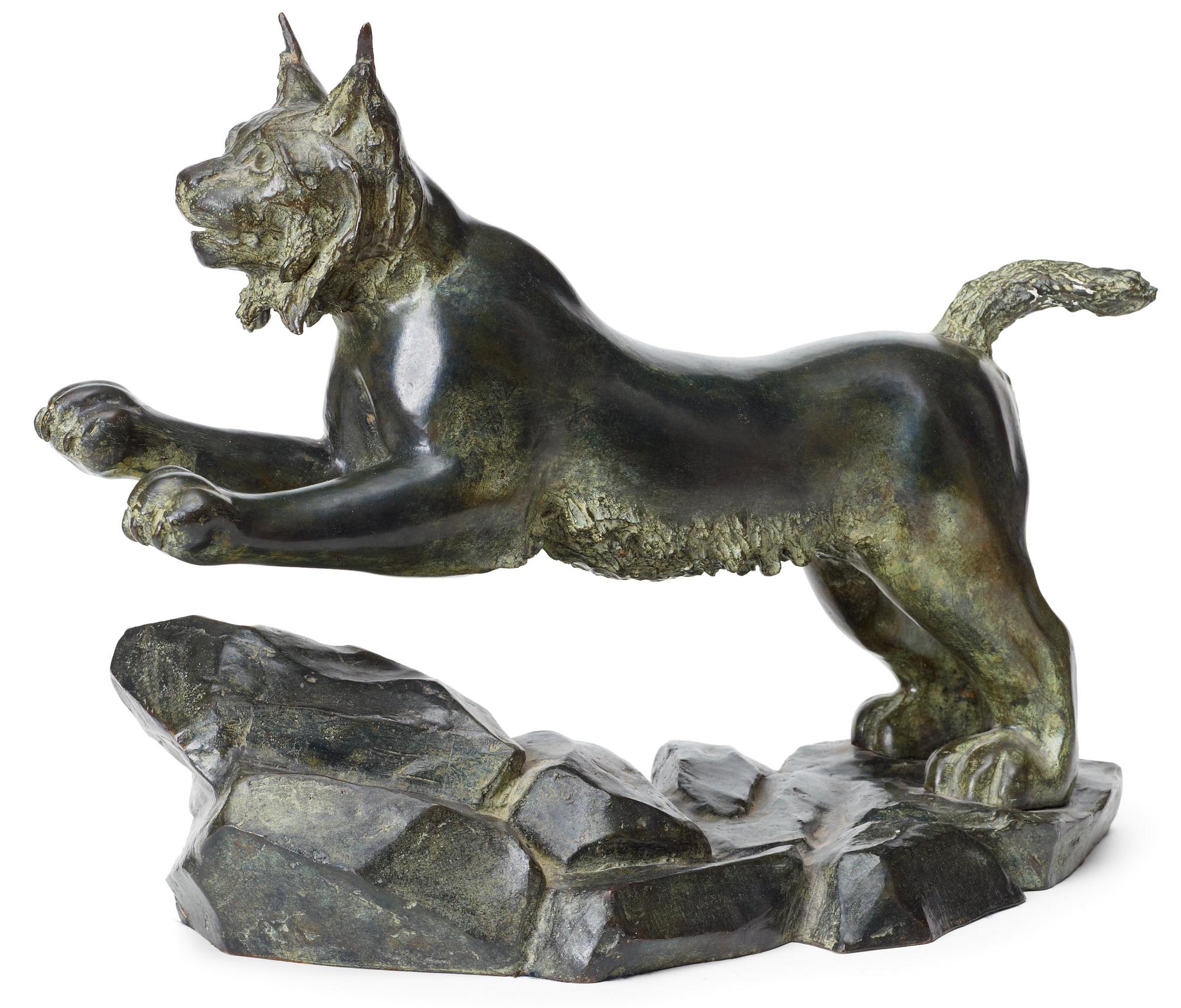 Anders Sandström, "Lodjur i språng" (=jumping lynx).