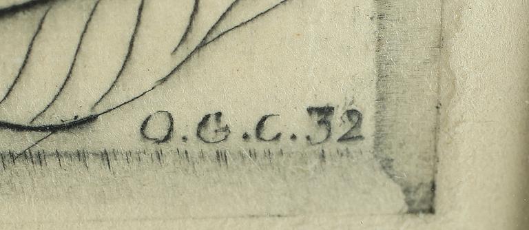 OTTO G CARLSUND, etsning, monogramsignerad och daterad i trycket -32.