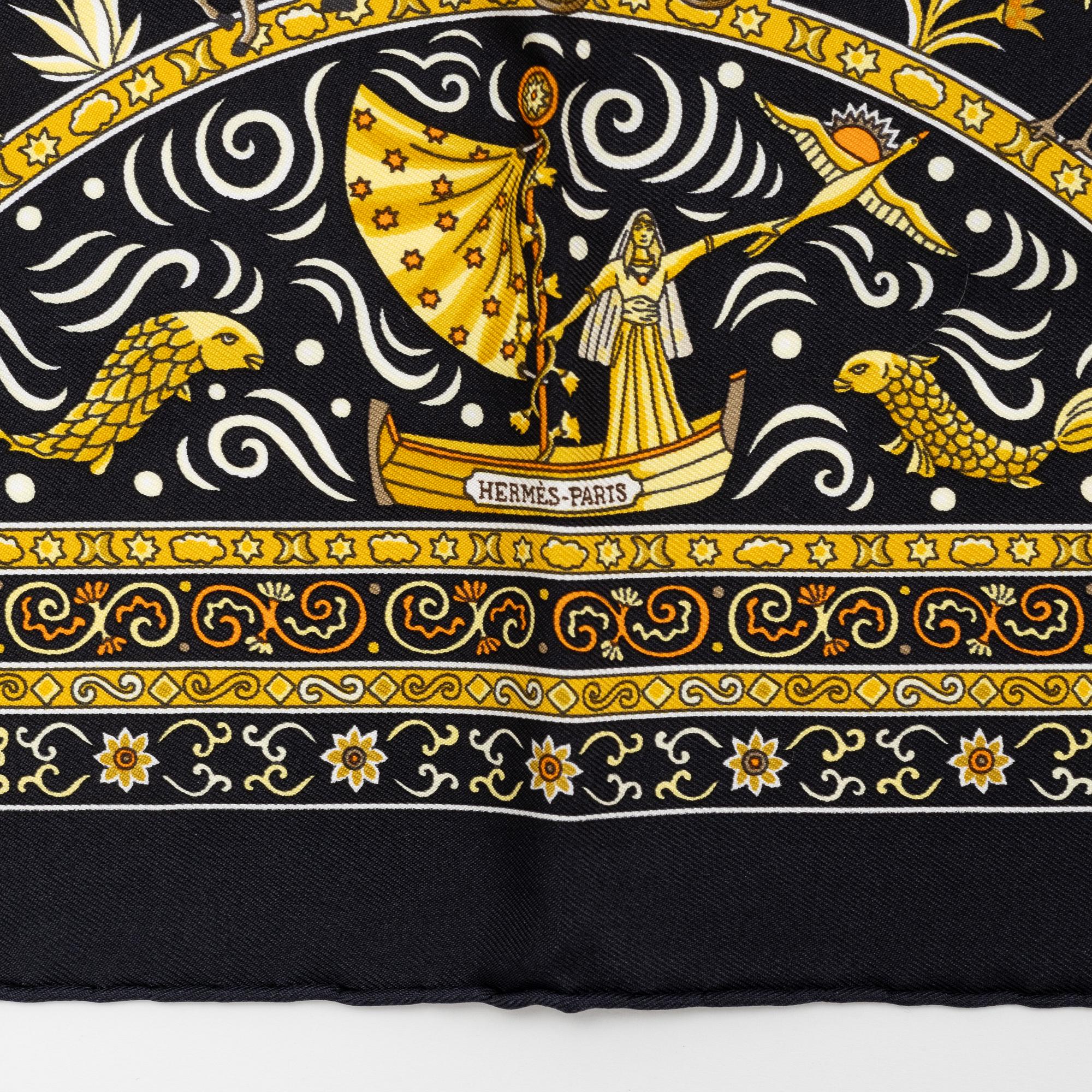 Hermès, two silk scarves.