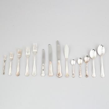 A Swedish Silver Cutlery with Case, model "Kungsholm", CG Hallberg, Stockholm, some 1954 (190 pieces).