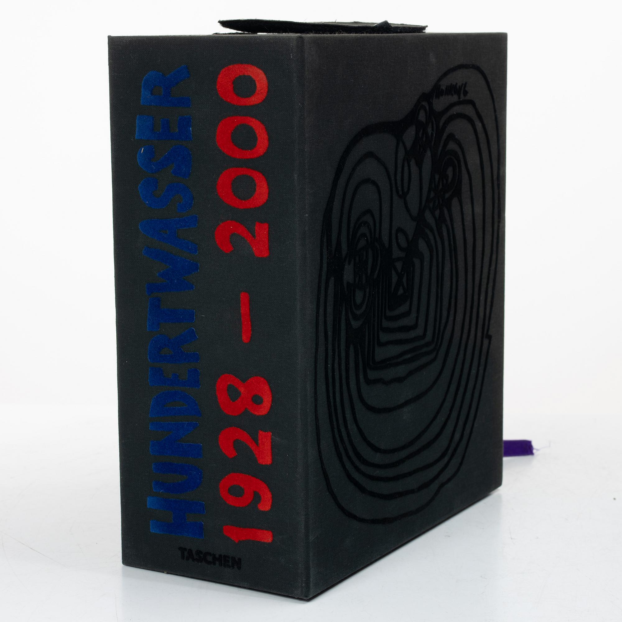 Friedensreich Hundertwasser, Books, 2 vols, 9790/10000, with accompanying colour etching, stamped signature and numbered 1004/2000. Taschen, 2000, Cologne.