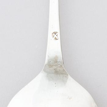 A probably Norwegian 18th century silver spoon, unidentified makers mark.